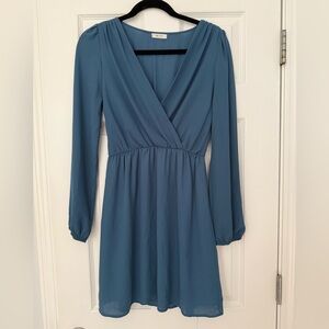 Everly Teal Long Sleeve Dress